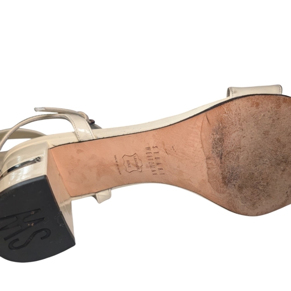 Stuart Weitzman Cream Strappy Sandals - Picture 6 of 8